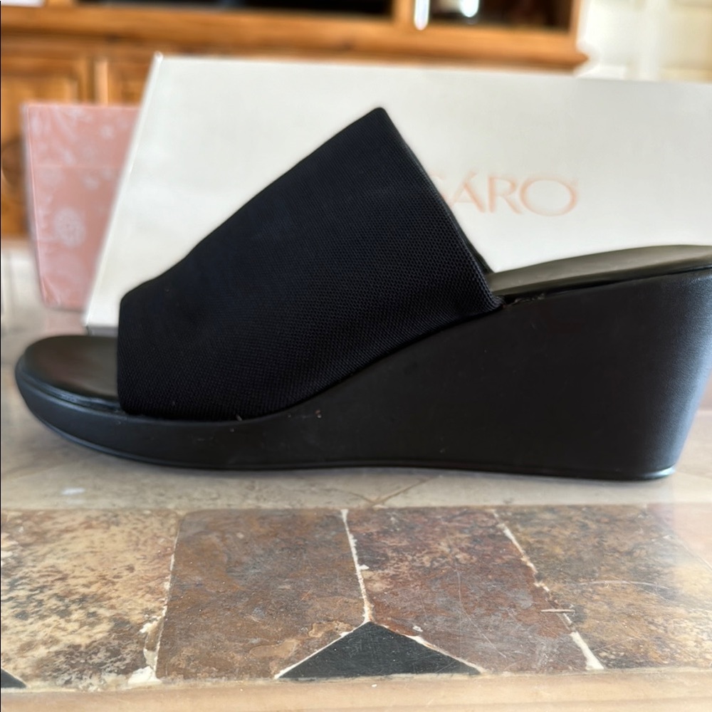 Pesaro Black Wedge Platform Slip-Ons